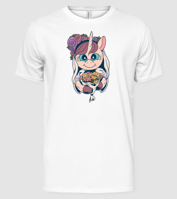 Unicorn Mireasă model alb pe tricou