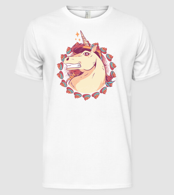 Unicorn Mullet model alb pe tricou