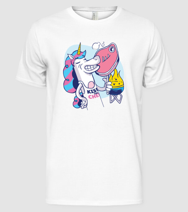 Unicorn Steak BBQ model alb pe tricou