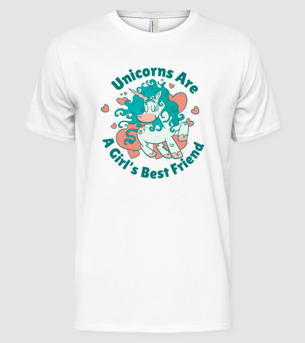 Unicornii sunt cei mai buni prieteni ai fetelor model alb pe tricou