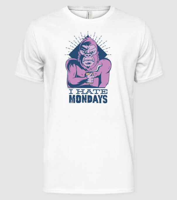 Urăsc zilele de luni model alb pe tricou