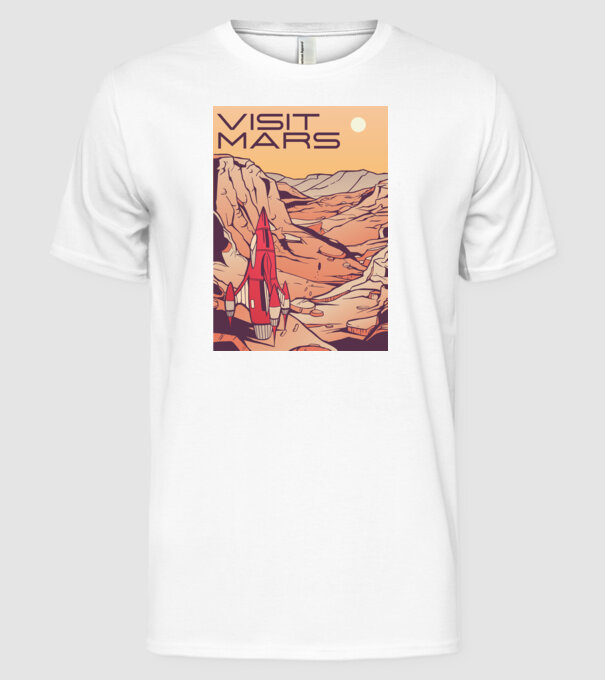 Călătorie pe Marte afiș model alb pe tricou