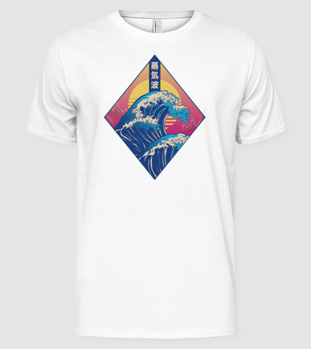 Vaporwave Val model alb pe tricou