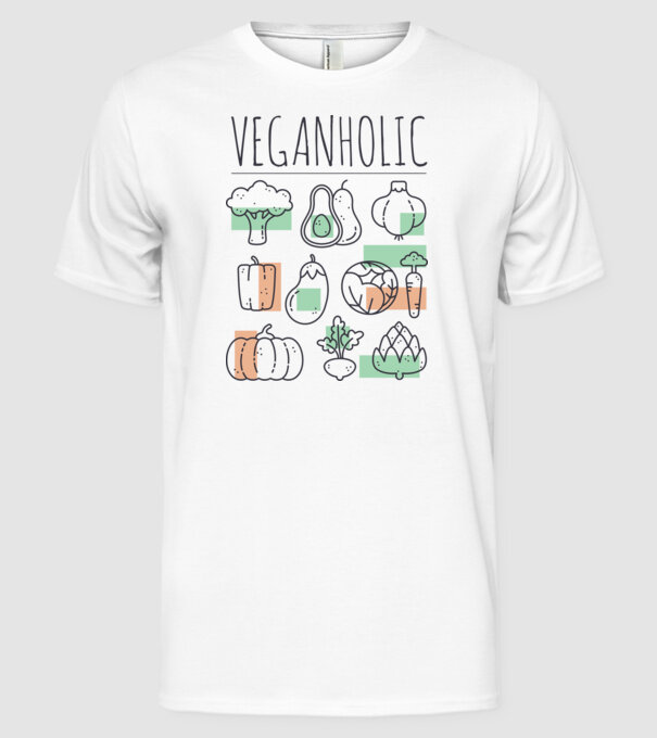 Veganholic model alb pe tricou