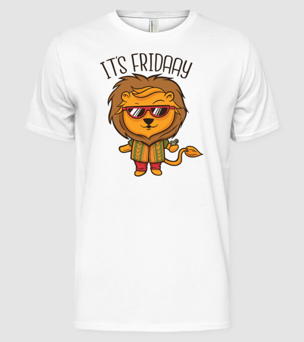 În sfârșit, vineri Leu model alb pe tricou