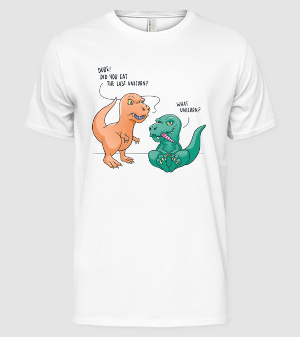 Tricou cu Dinozaur amuzant model alb pe tricou