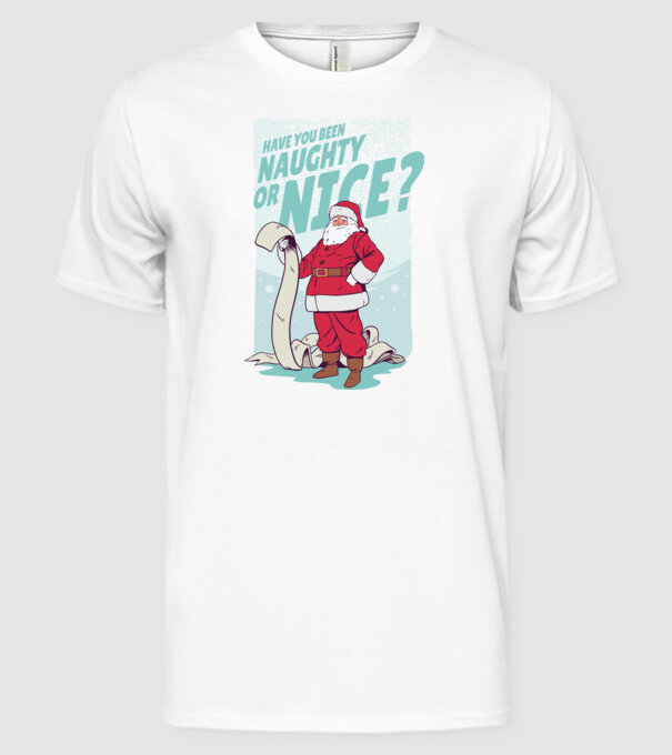Listă amuzantă Moș Crăciun model alb pe tricou