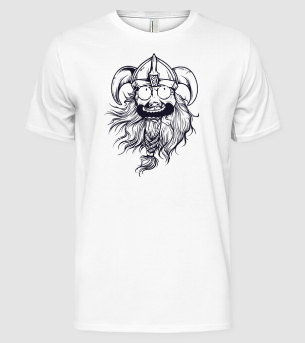 Viking model alb pe tricou
