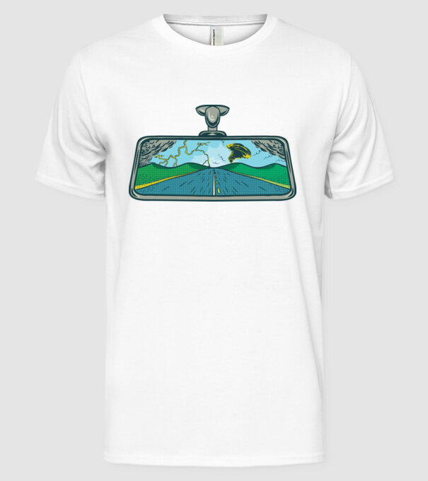 Oglindă retrovizoare model alb pe tricou