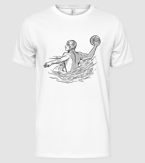 Jucător polo pe apă model alb pe tricou