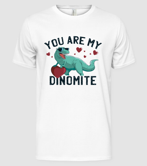 You are my Dinomite tricou cu dinozaur și inimă model alb pe tricou