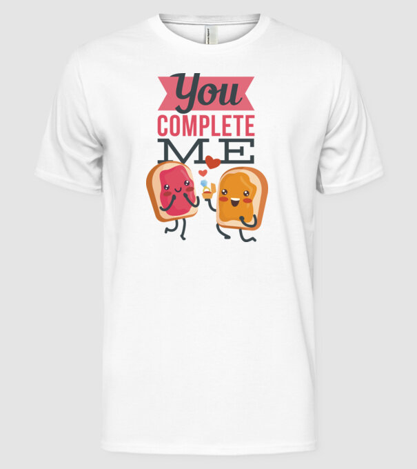 'You Complete Me Tricou drăguț pentru Valentine''s Day' model alb pe tricou
