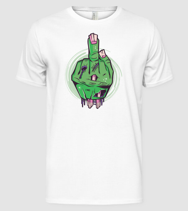 Mână Zombie model alb pe tricou