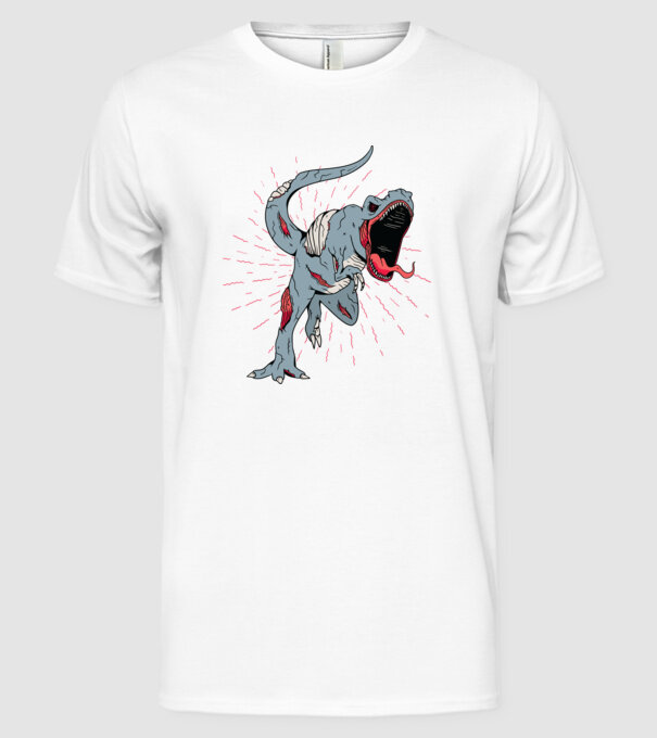 T-rex Zombie model alb pe tricou