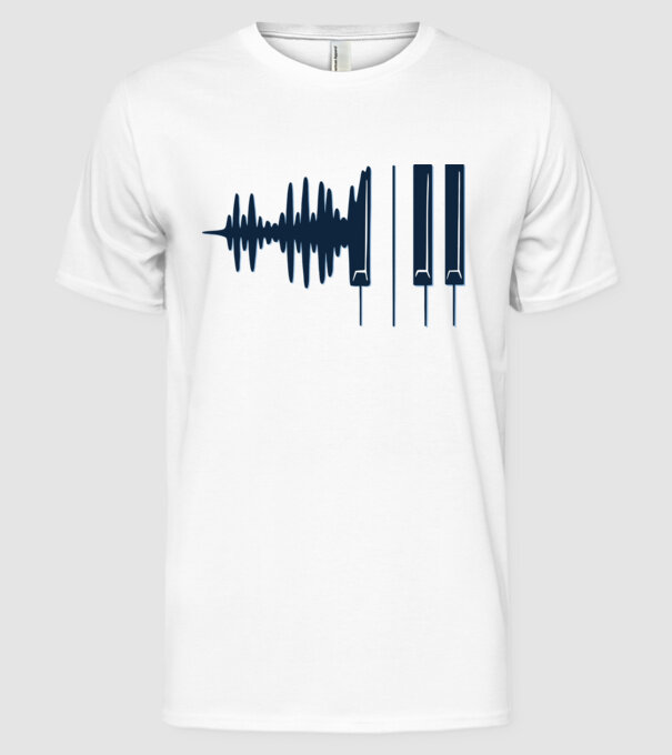 Clape de pian model alb pe tricou