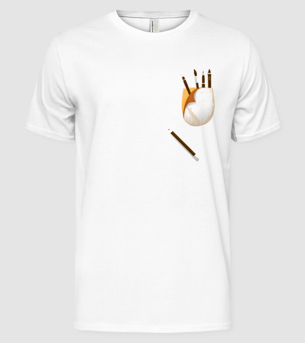 Designer buzunar model alb pe tricou