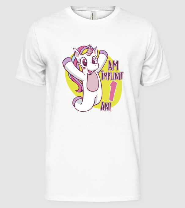 Am împlinit 1 an model alb pe tricou