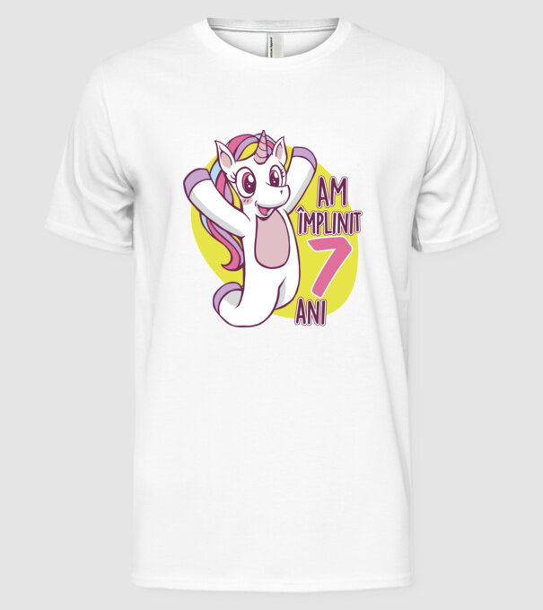 Am împlinit 7 ani model alb pe tricou