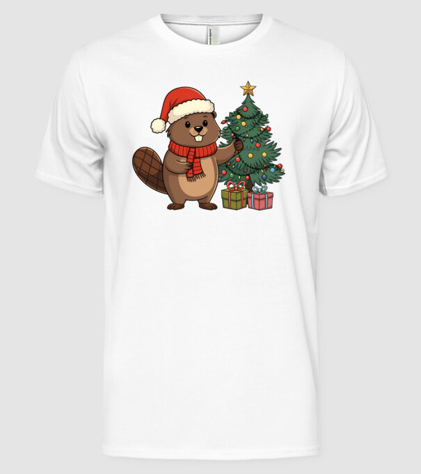 Bober Kurwa Christmas 2 model alb pe tricou