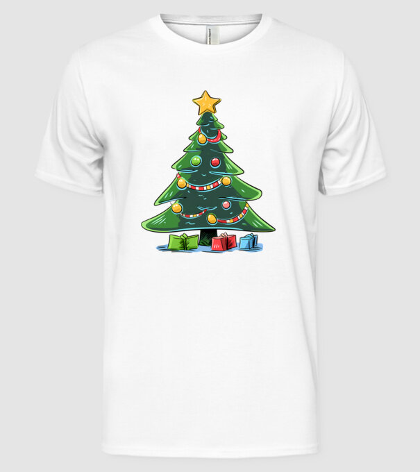 Brad de Crăciun model alb pe tricou