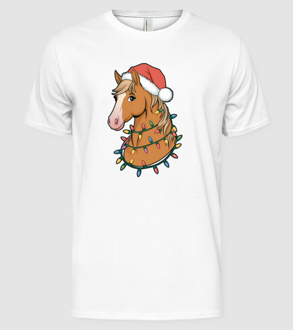 Cal de Crăciun model alb pe tricou