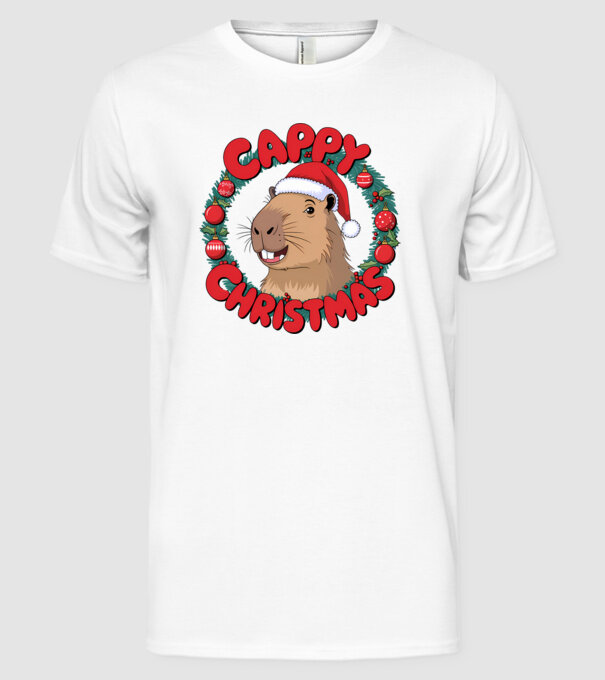 Cappy Christmas 1 model alb pe tricou