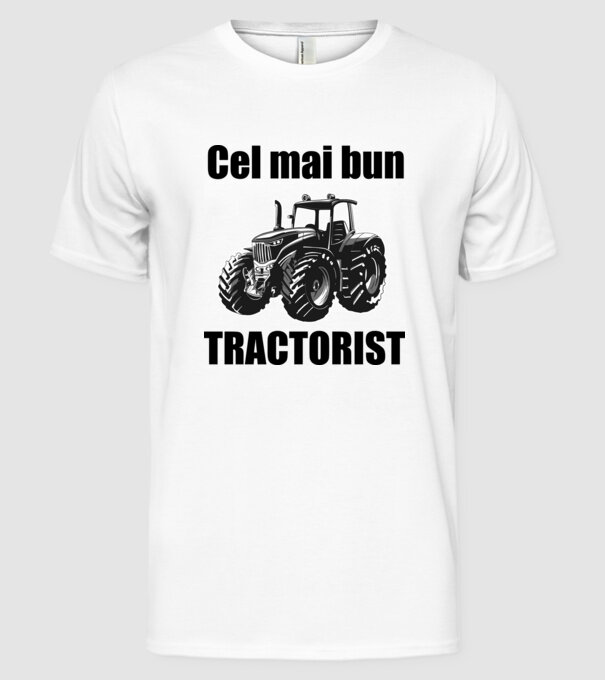 Cel mai bun tractorist model alb pe tricou