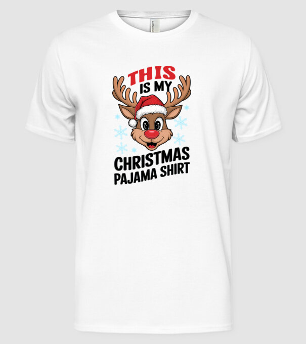 Christmas Pajama Reindeer Alb model alb pe tricou