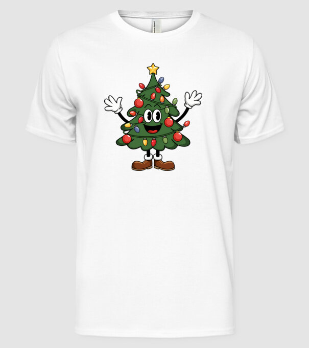 Copac de Crăciun drăguț model alb pe tricou
