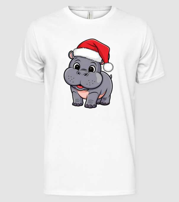 Crăciun Hippo model alb pe tricou