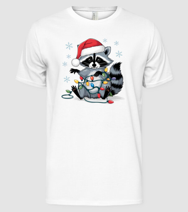 Crăciunul ratonilor Alb model alb pe tricou