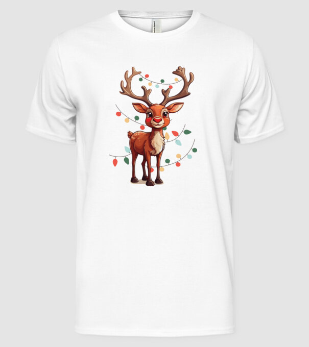 Festive Rudolph model alb pe tricou