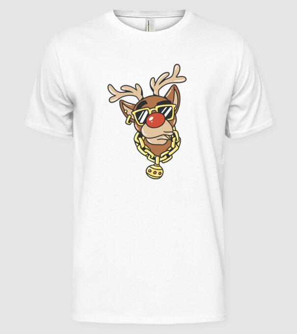Gangster Reindeer model alb pe tricou