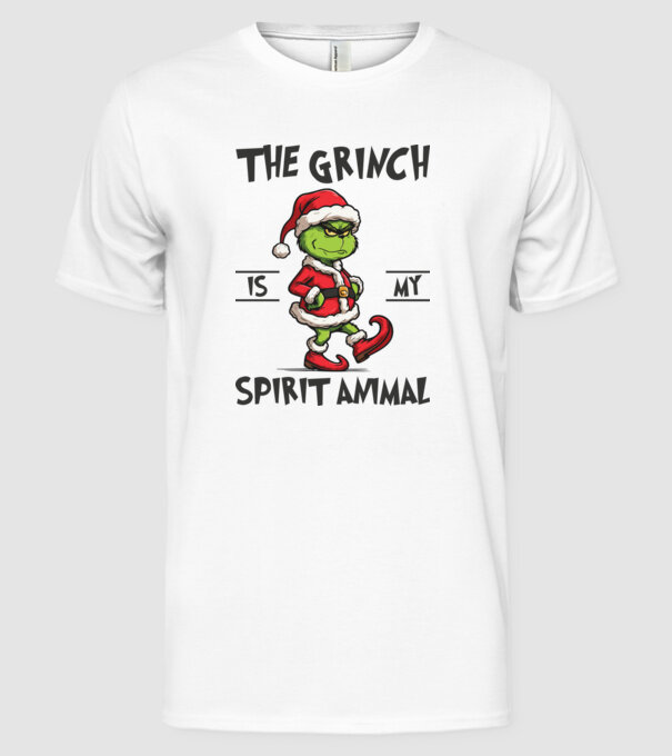 Grinch is my spirit animal model alb pe tricou