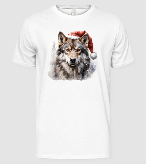 Lupul de Crăciun Alb model alb pe tricou