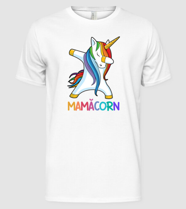 mamăcorn model alb pe tricou