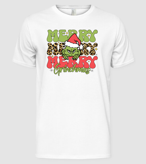 Merry Grinchmas model alb pe tricou