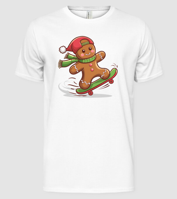 Patinator de turtă dulce model alb pe tricou