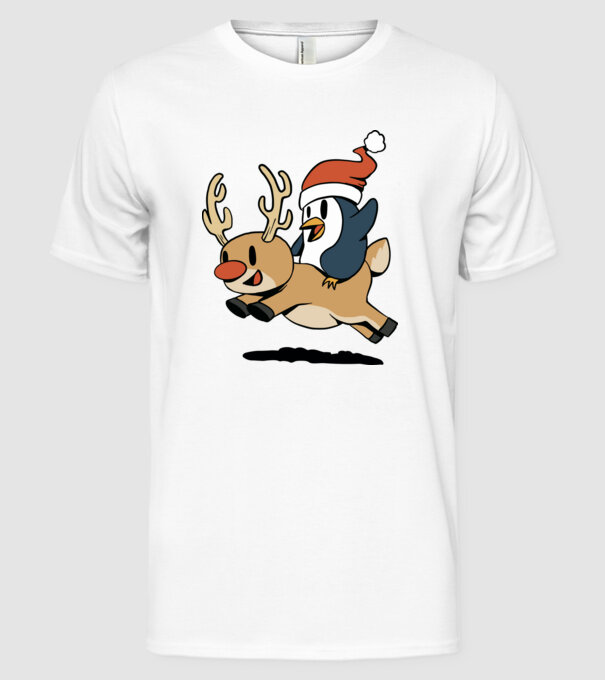 pinguin reindeer cristmas model alb pe tricou