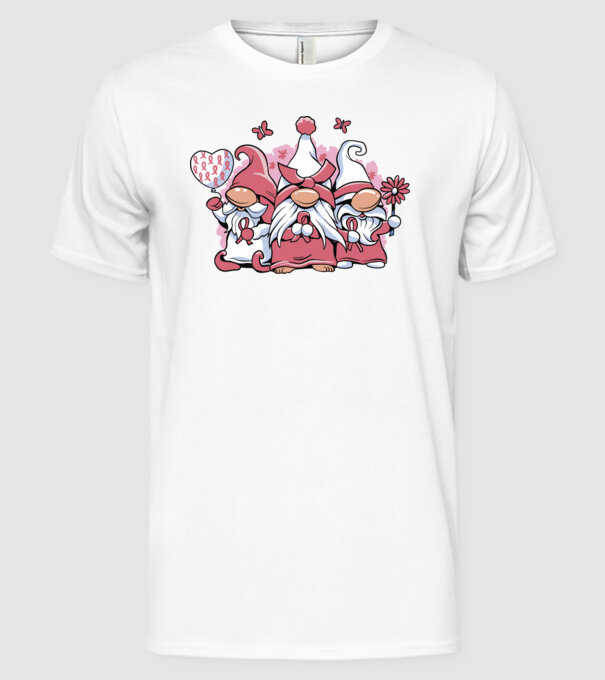 Pink christmas Gnomes model alb pe tricou