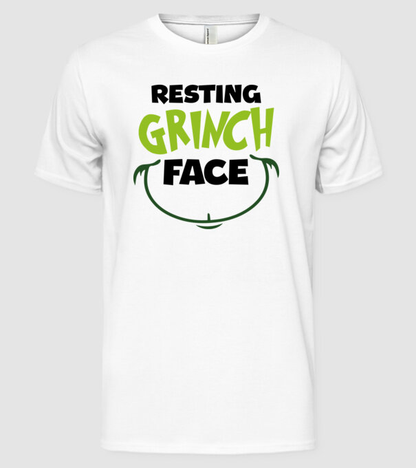 Resting Grinch face model alb pe tricou