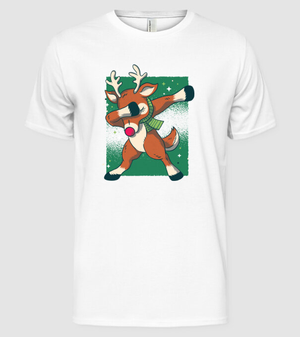 Rudolph DAB model alb pe tricou