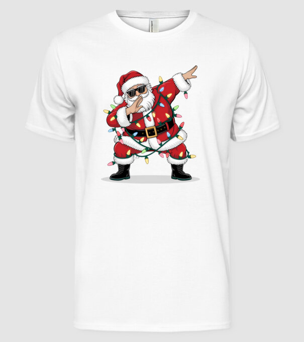 Santa Dab model alb pe tricou