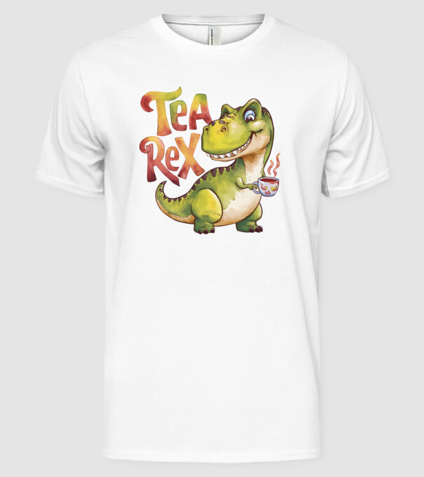 Tea Rex model alb pe tricou