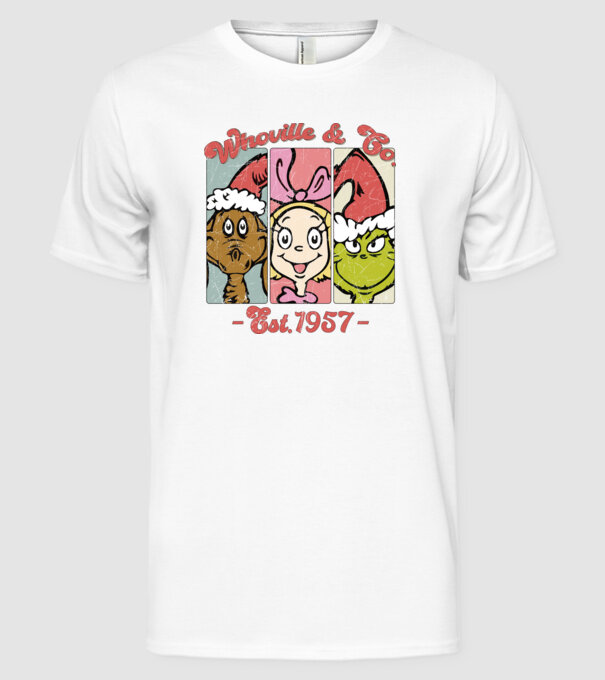 Whoville & Co. - Grinch model alb pe tricou