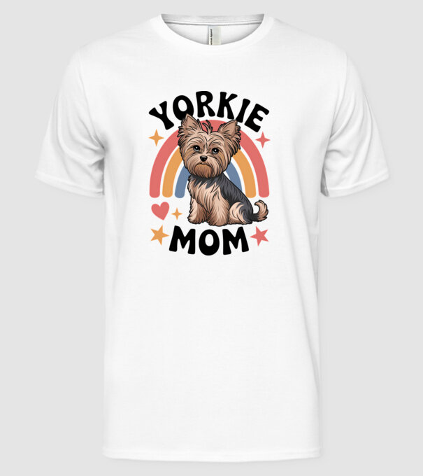 Yorkie Mom Alb model alb pe tricou