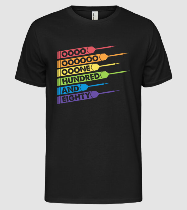 180 Darts Retro model negru pe tricou