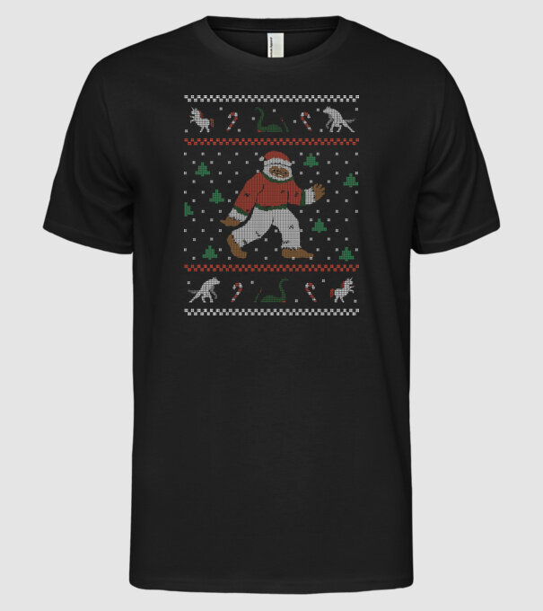 Ugly Sweater Yeti model negru pe tricou