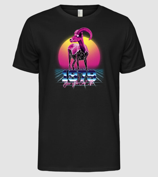 1979 Year of the Goat model negru pe tricou