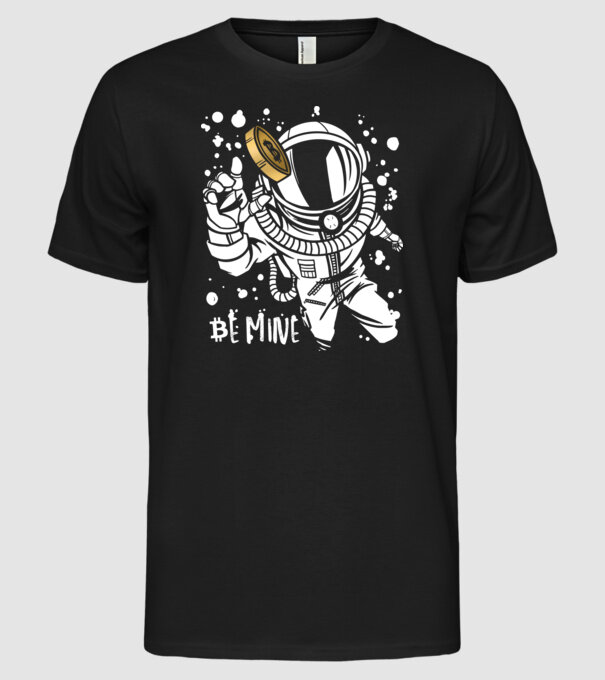 Bitcoin Astrounaut model negru pe tricou